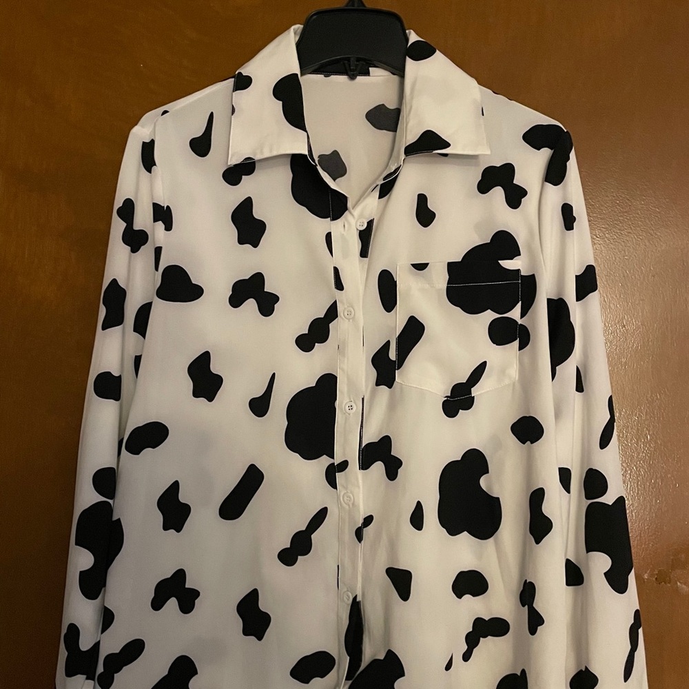 Cow Print Button Up Shirt